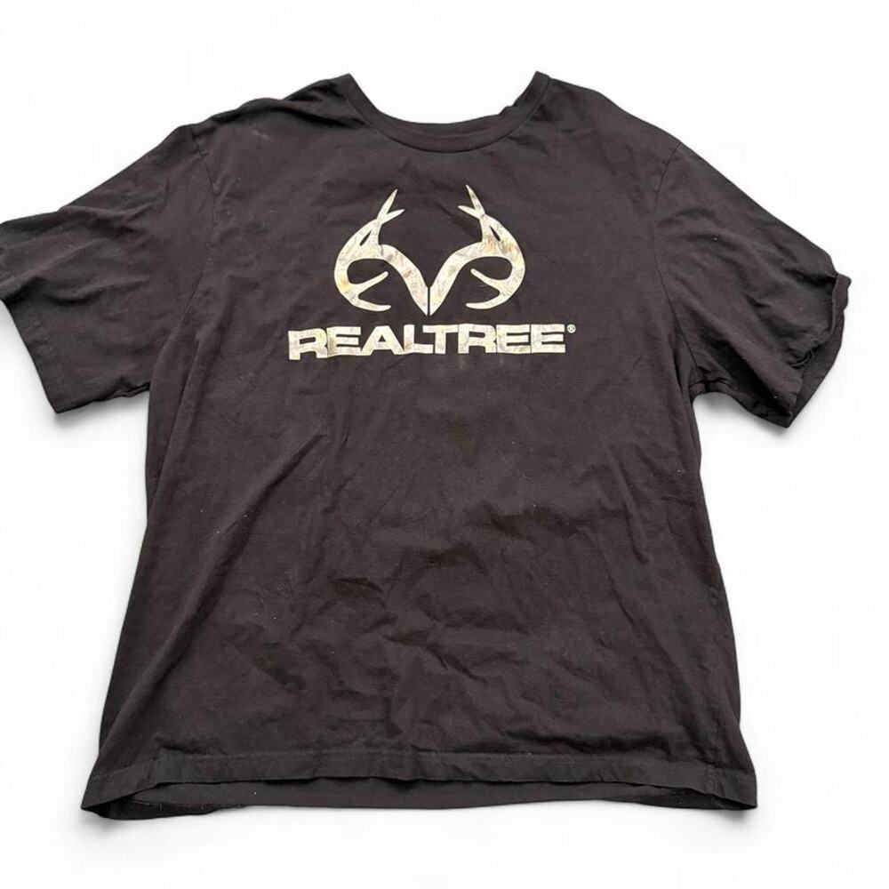Realtree Graphic Logo T-Shirt Black Short Sleeve Men's Size XXL 2XL